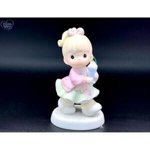 Precious Moments Girl Figurine w/ Milkshake Pink Poodle Skirt- Sweet and Sassy!